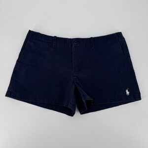 Ralph Lauren Sport Navy Chino Shorts Womens 10 Cotton Polo Logo